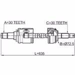SHAFT ASSEMBLY OUTER JOINT 29X635X30 (0114-KUN26) - Image 2